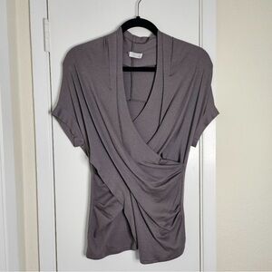 Brunello Cucinelli Gray Wrap Top Size L short-sleeve shirt